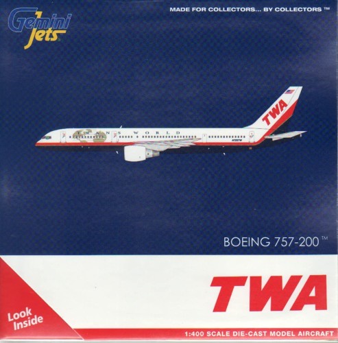 GeminiJets GJTWA1982 Boeing 757-200 Trans World Airlines (TWA) &quot;Final Livery&quot; N725TW Scale 1/400