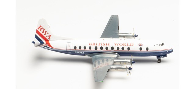 Herpa 571463 British World Airlines Vickers Viscount 800 - 25th anniversary last Viscount passenger flight &ndash; G-APEY