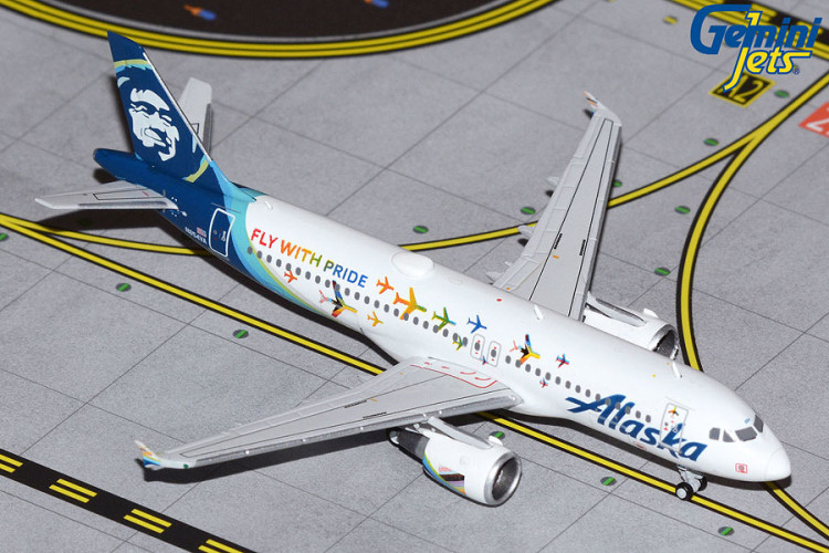 GeminiJets GJASA2042 Airbus A320-200 Alaska Airlines &quot;Fly With Pride&quot; livery N854VA Scale 1/400