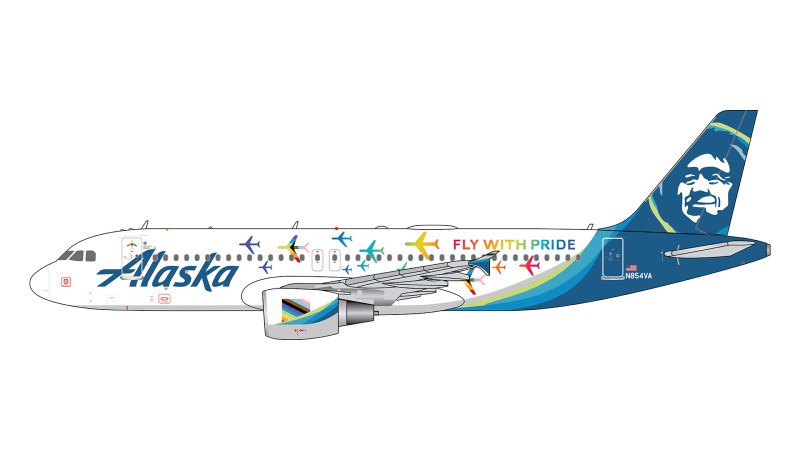 GeminiJets GJASA2042 Airbus A320-200 Alaska Airlines &quot;Fly With Pride&quot; livery N854VA Scale 1/400