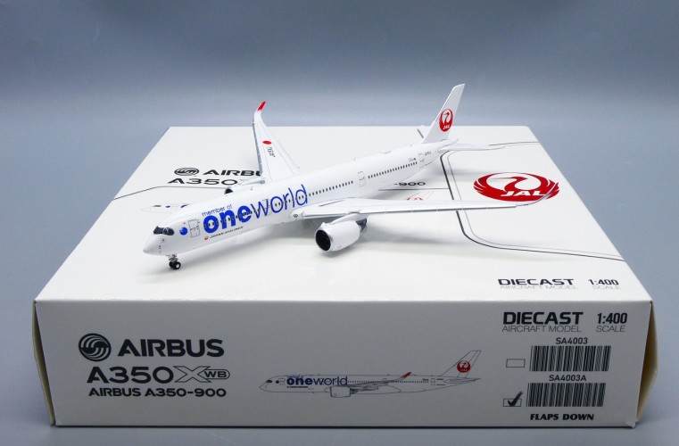 JC Wings Airbus A350-900XWB Japan Airlines &quot;OneWorld Livery&quot; Flaps Down Version JA15XJ Scale 1/400