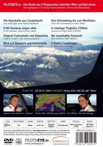 BARCELONA |:| Sonderroute Alpen |:| DVD |:| Cockpitflight Austrian | Airbus A320 &amp; A321 |